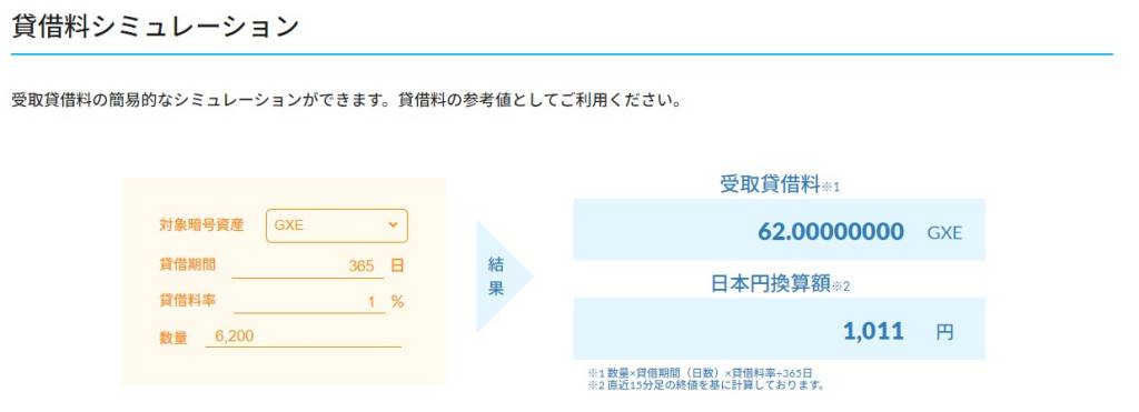 GXEのレンディング