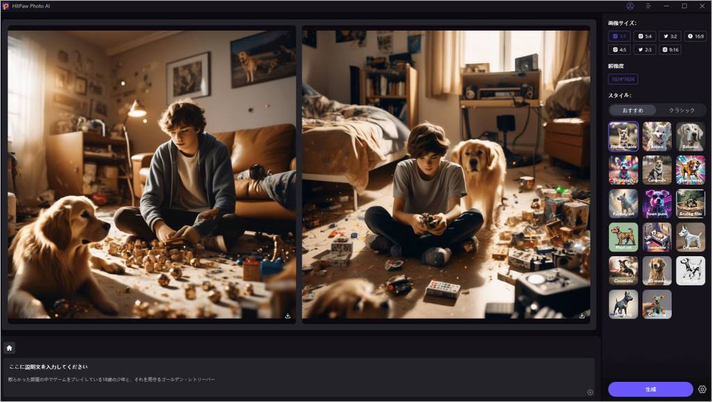 Hitpaw Photo AIの画像自動生成機能